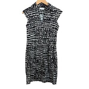 Calvin Klein Abstract Print Sheath Dress‎ Women's 4 Black White Sleeveless